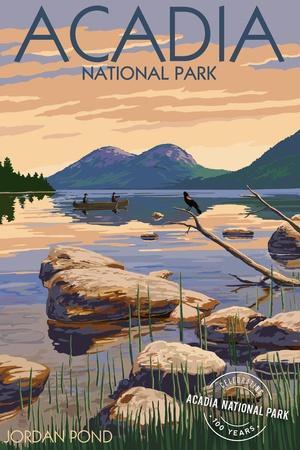 Acadia National Park, Maine - Celebrating 100 Years - Jordan Pond - Wall Art Print, 12x18