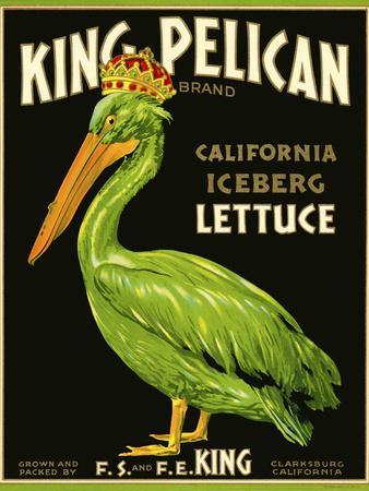 King Pelican Brand Lettuce - Giclee Print, 12x16
