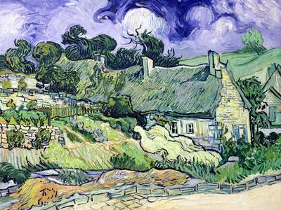 Thatched Cottages at Cordeville, Auvers-Sur-Oise, c.1890 - Giclee Print, 16x12