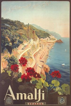 Travel Poster for Amalfi - Wall Art Print, 12x18