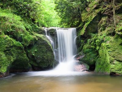 Water in a Forest, Geroldsau Waterfall, Black Forest, Baden-Wurttemberg, Germany - Photographic Print, 12x9