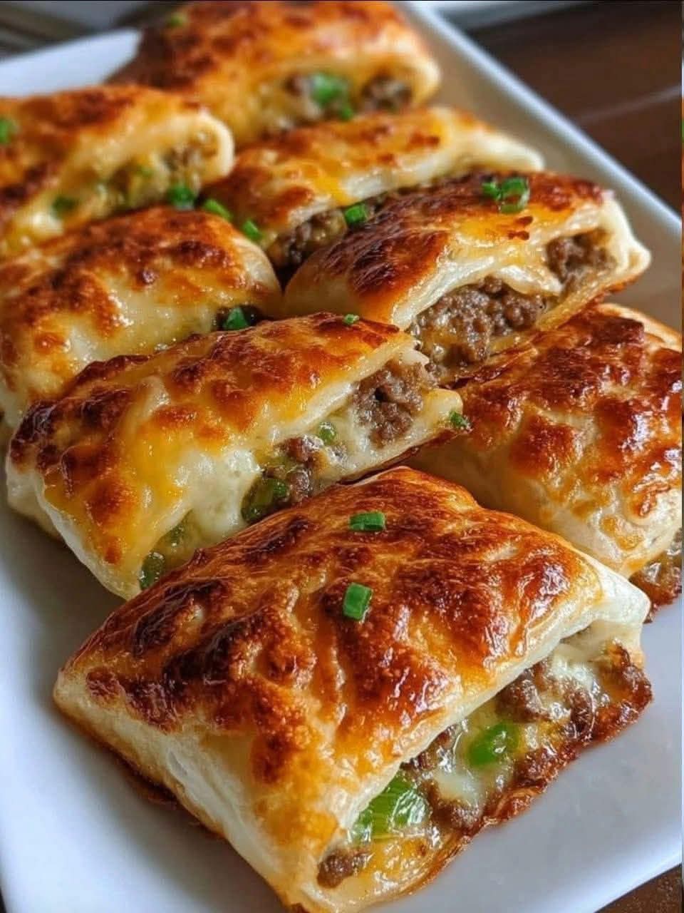 Cheesy Beef & Green Onion Flaky Pockets