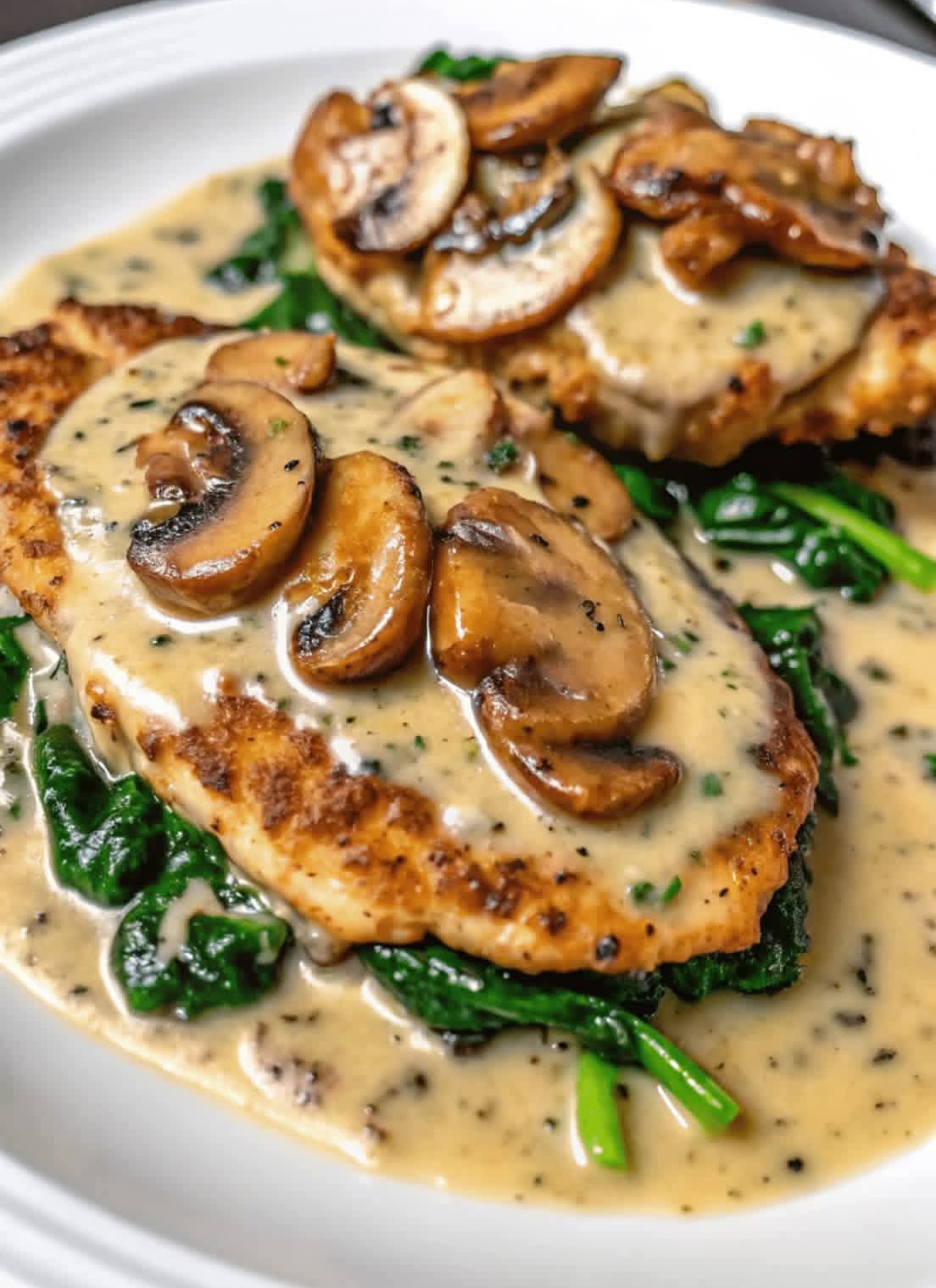 Chicken Spinach and Mushroom Bake