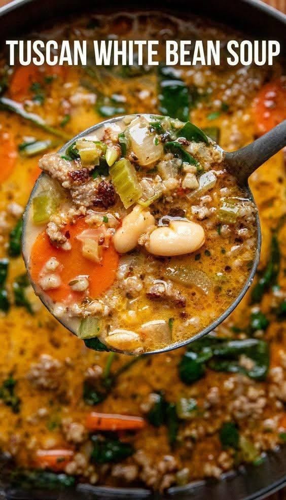 Hearty Tuscan White Bean Soup with Sausage